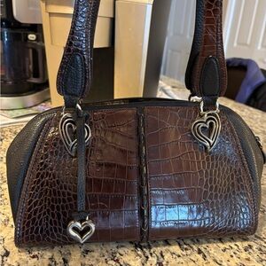 BRIGHTON vintage Elegant Brown Crocodile Pattern Handbag